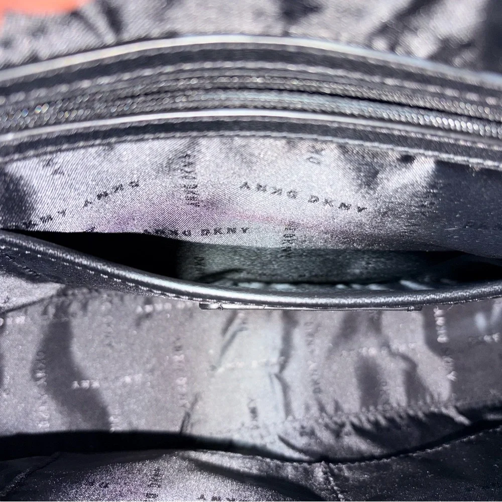 DKNY Black Leather Dome Satchel with Removable Strap